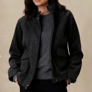 NWT Banana Republic Factory Dark Gray Moto Coat Women XSP